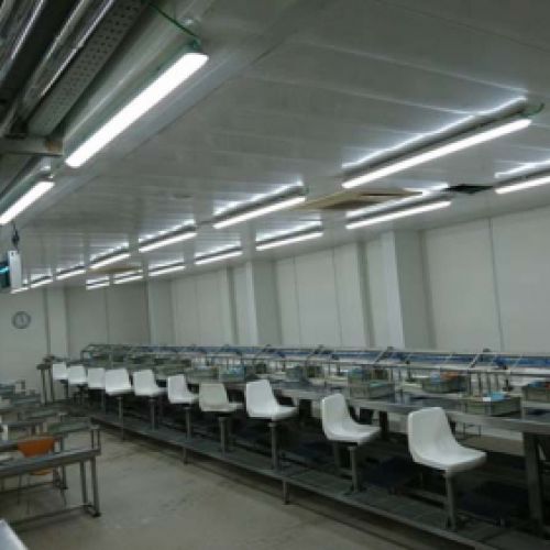 Luces led instaladas en fábrica de procesamiento alimentario